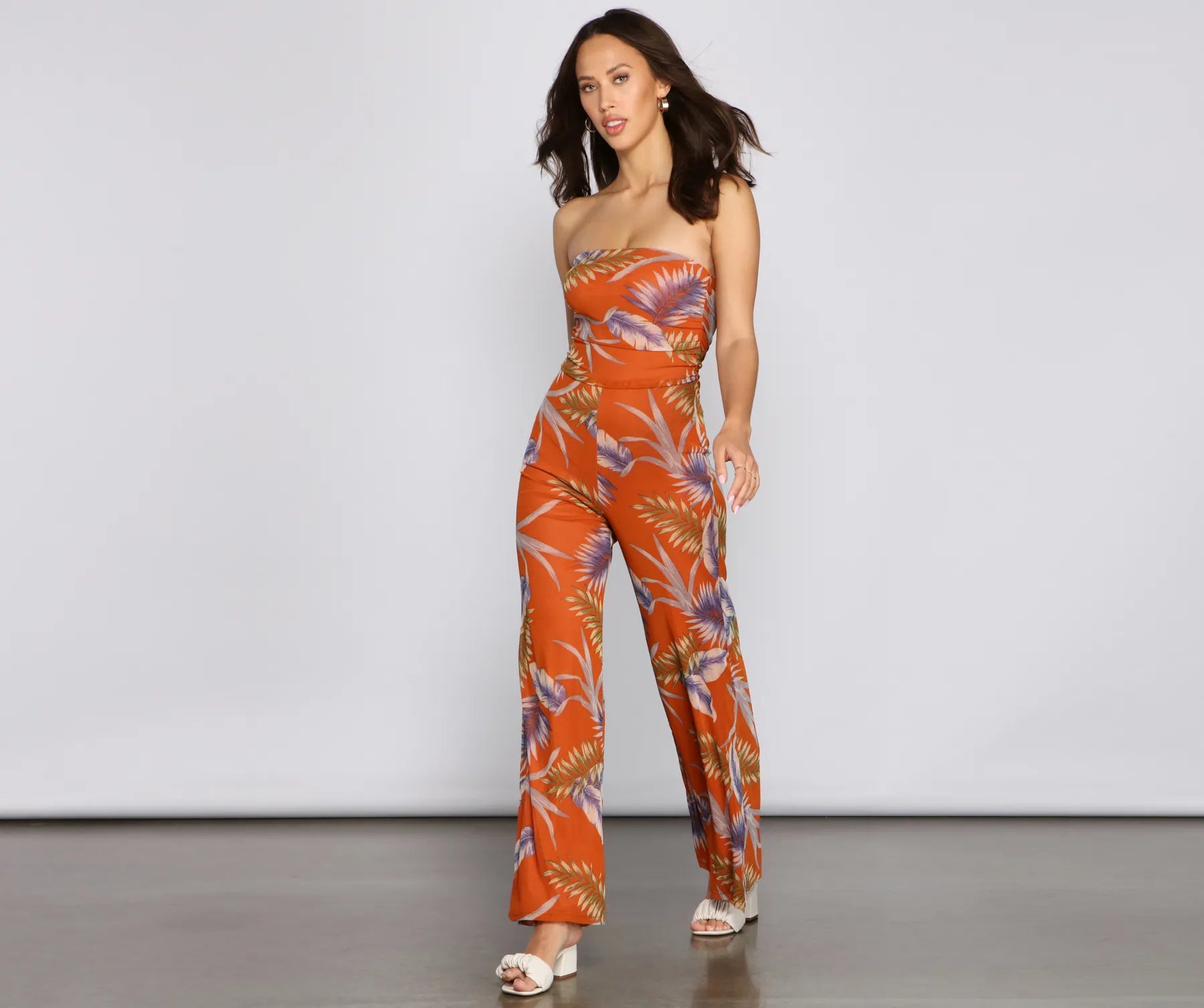 Budding Romance Strapless Floral Jumpsuit