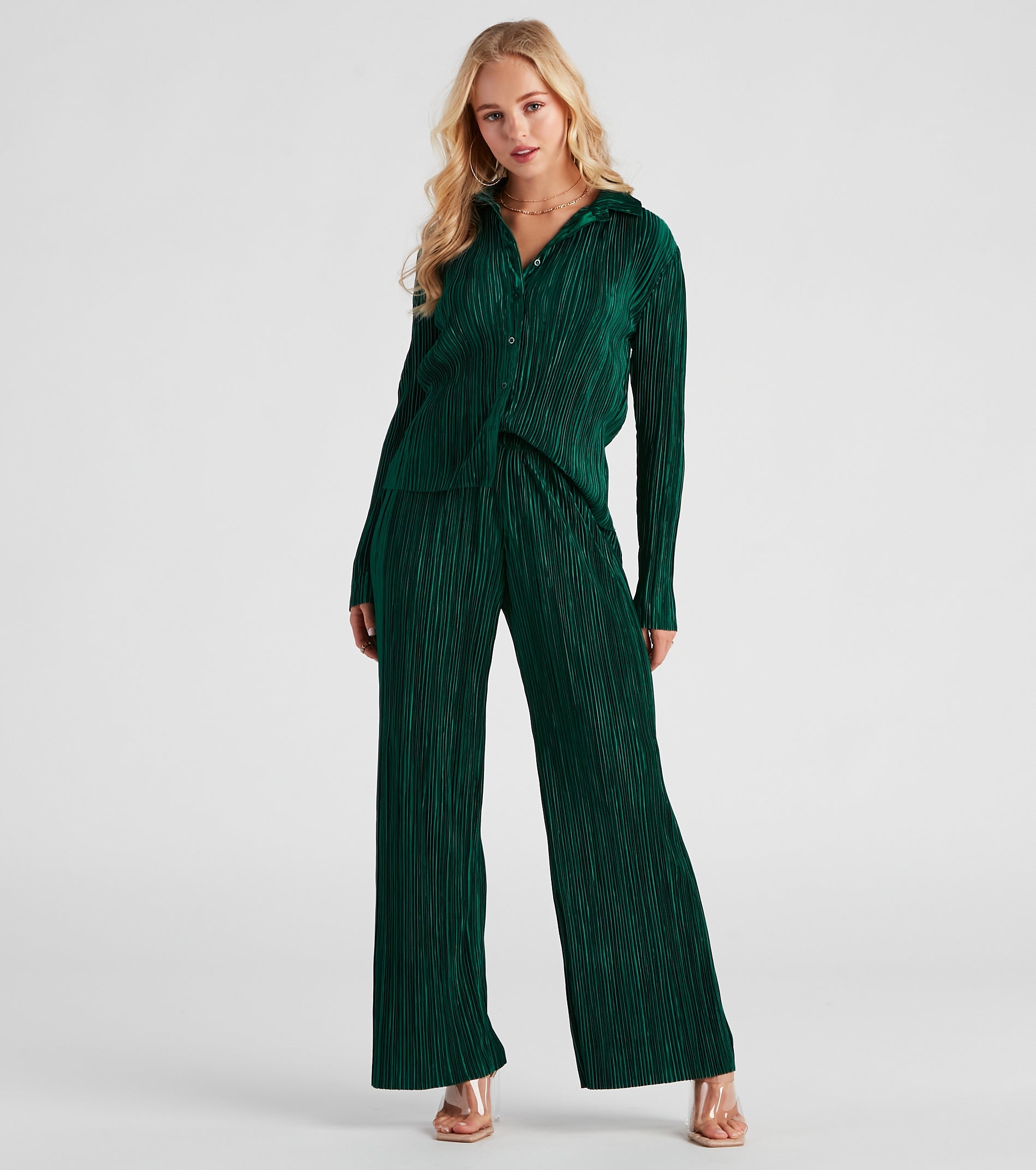 Dinner Date Satin Wide Leg Pants