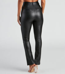 Edgy At Heart PU Front Slit Pants