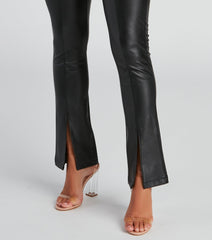 Edgy At Heart PU Front Slit Pants