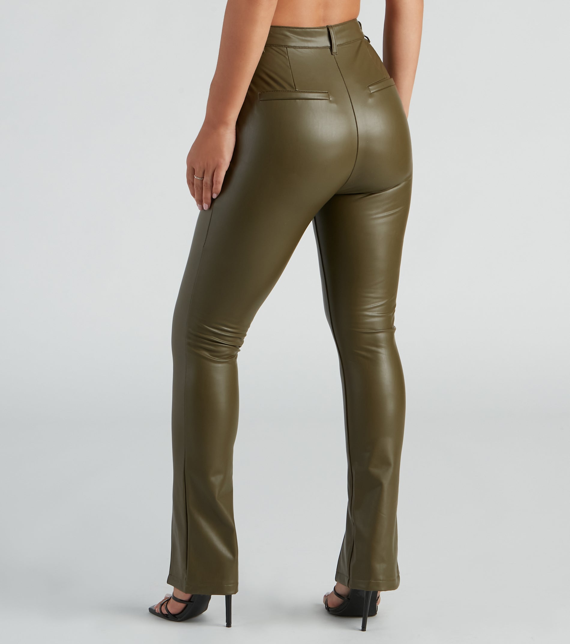 Edgy At Heart PU Front Slit Pants