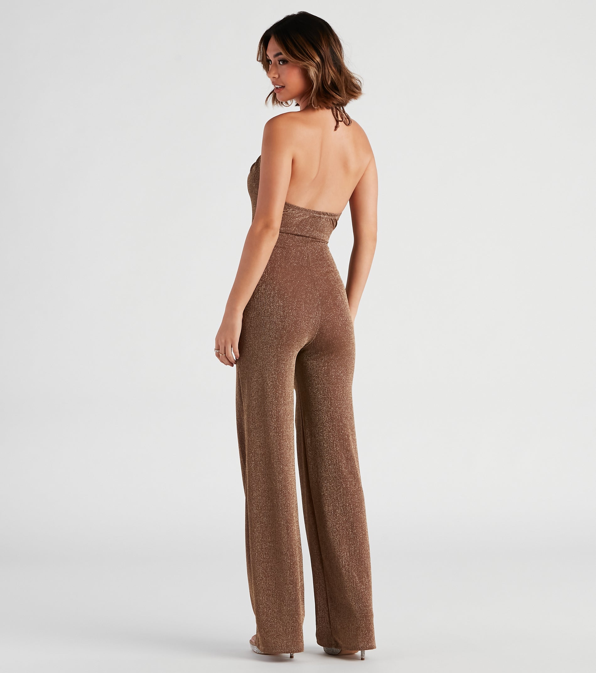 Miss Sparkle Halter Knit Jumpsuit