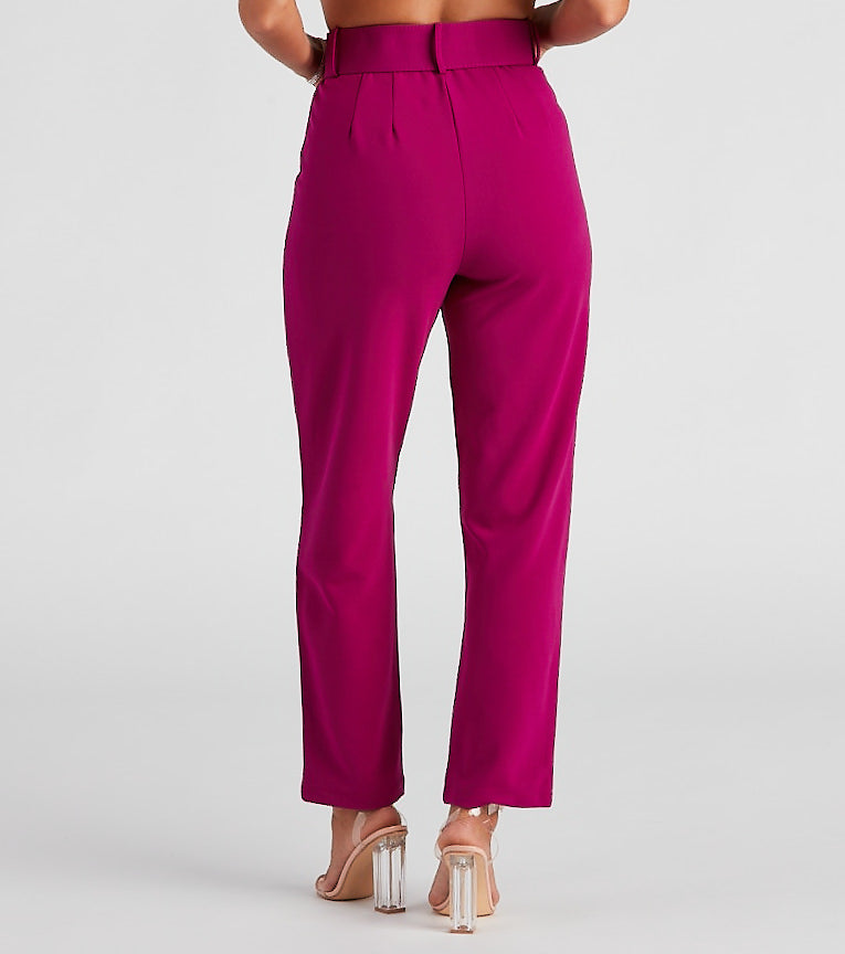 Perfectly Polished Belted Dress Pants