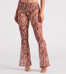 Quick Instinct Zebra Print Mesh Flare Pants