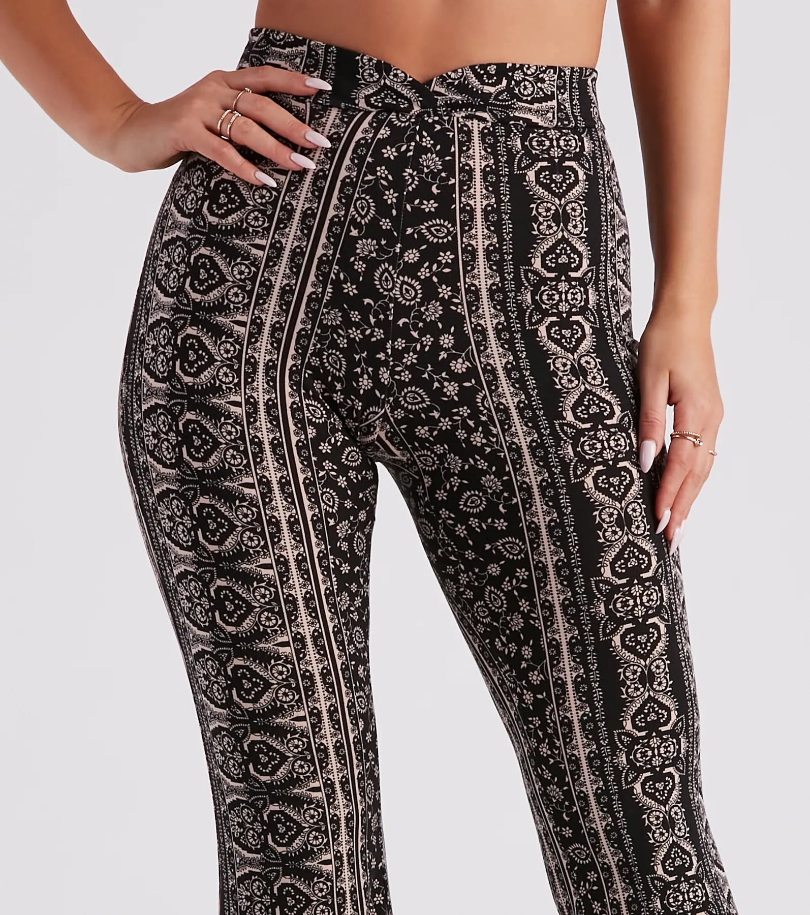 Boho Wanderer Cross High Waist Flare Pants
