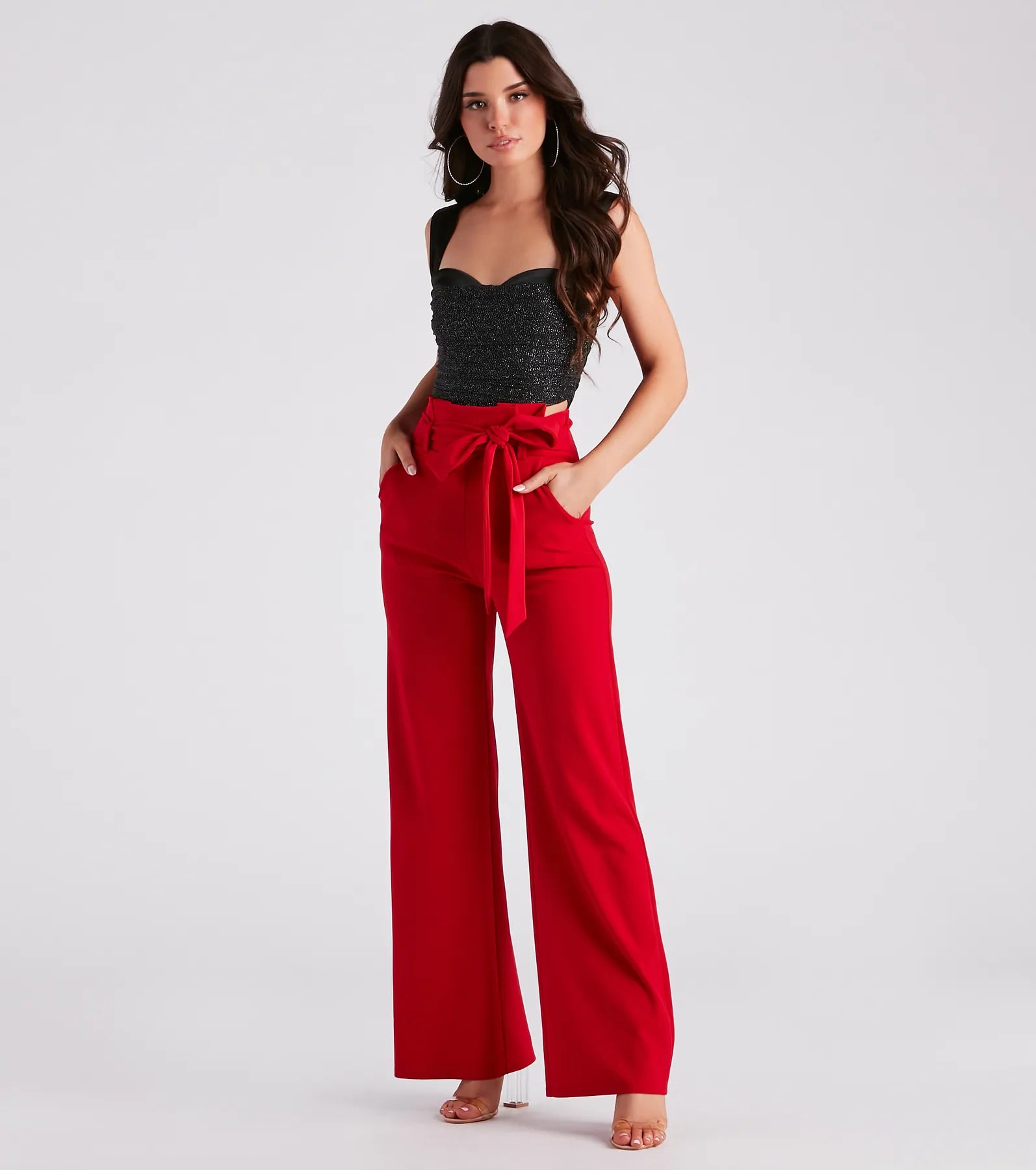 Workwear Chic Paperbag Wide-Leg Pants