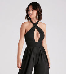 Cutie Crossing Halter Wide-Leg Jumpsuit