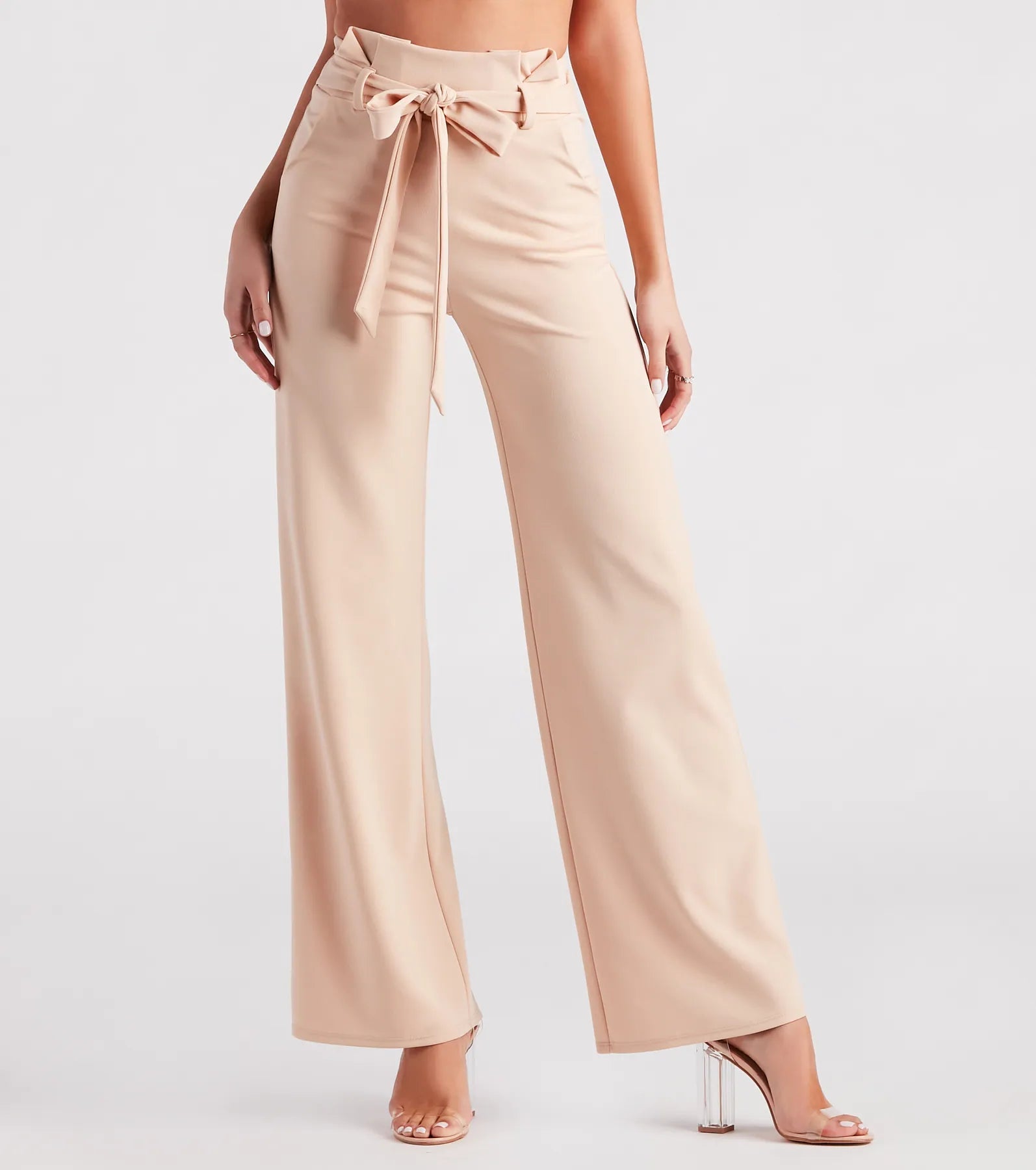 Workwear Chic Paperbag Wide-Leg Pants