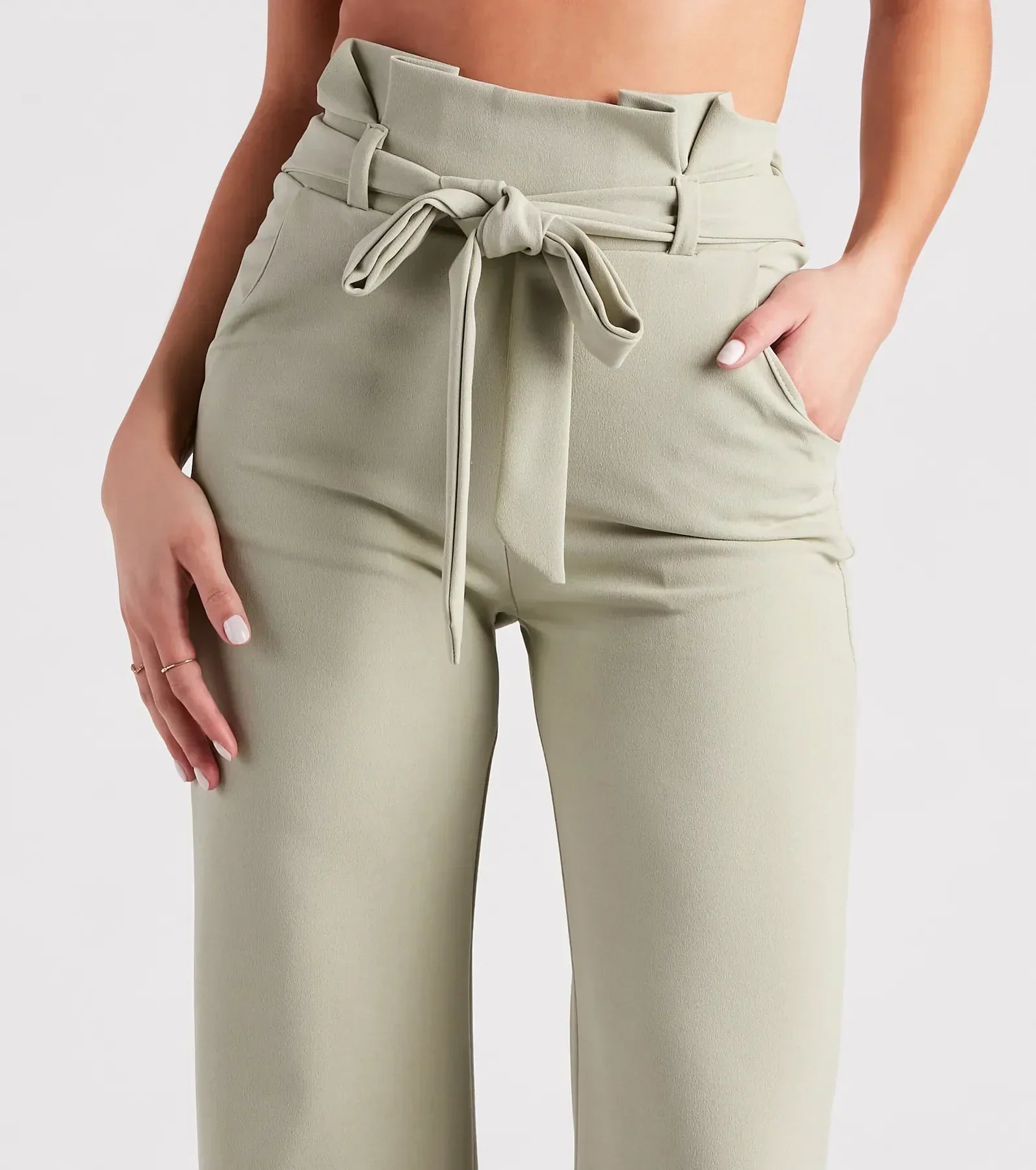 Workwear Chic Paperbag Wide-Leg Pants