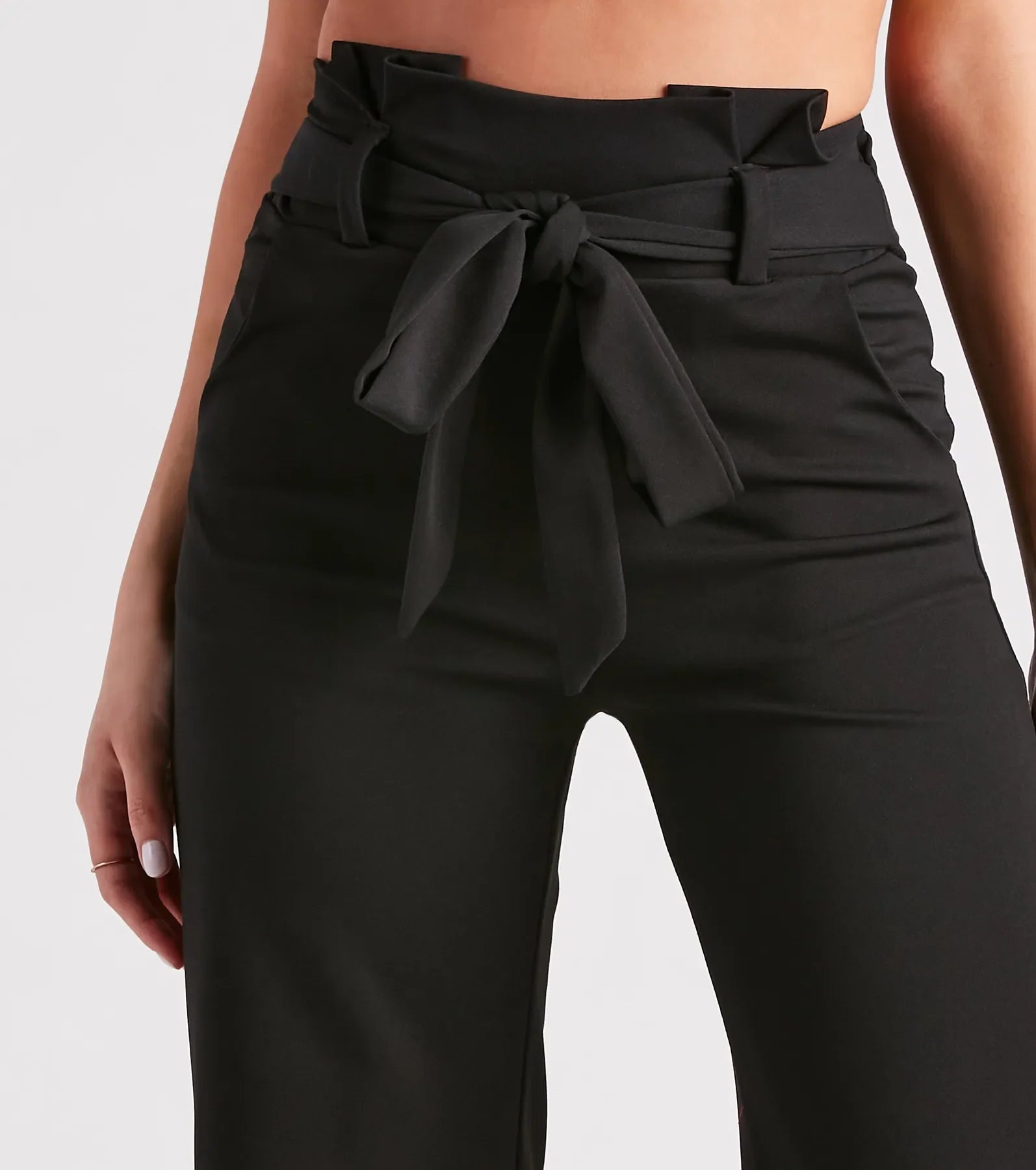 Workwear Chic Paperbag Wide-Leg Pants
