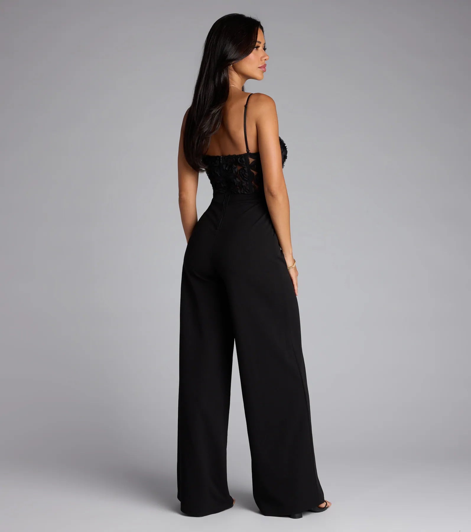 Bare Necessities Floral Applique Corset Jumpsuit