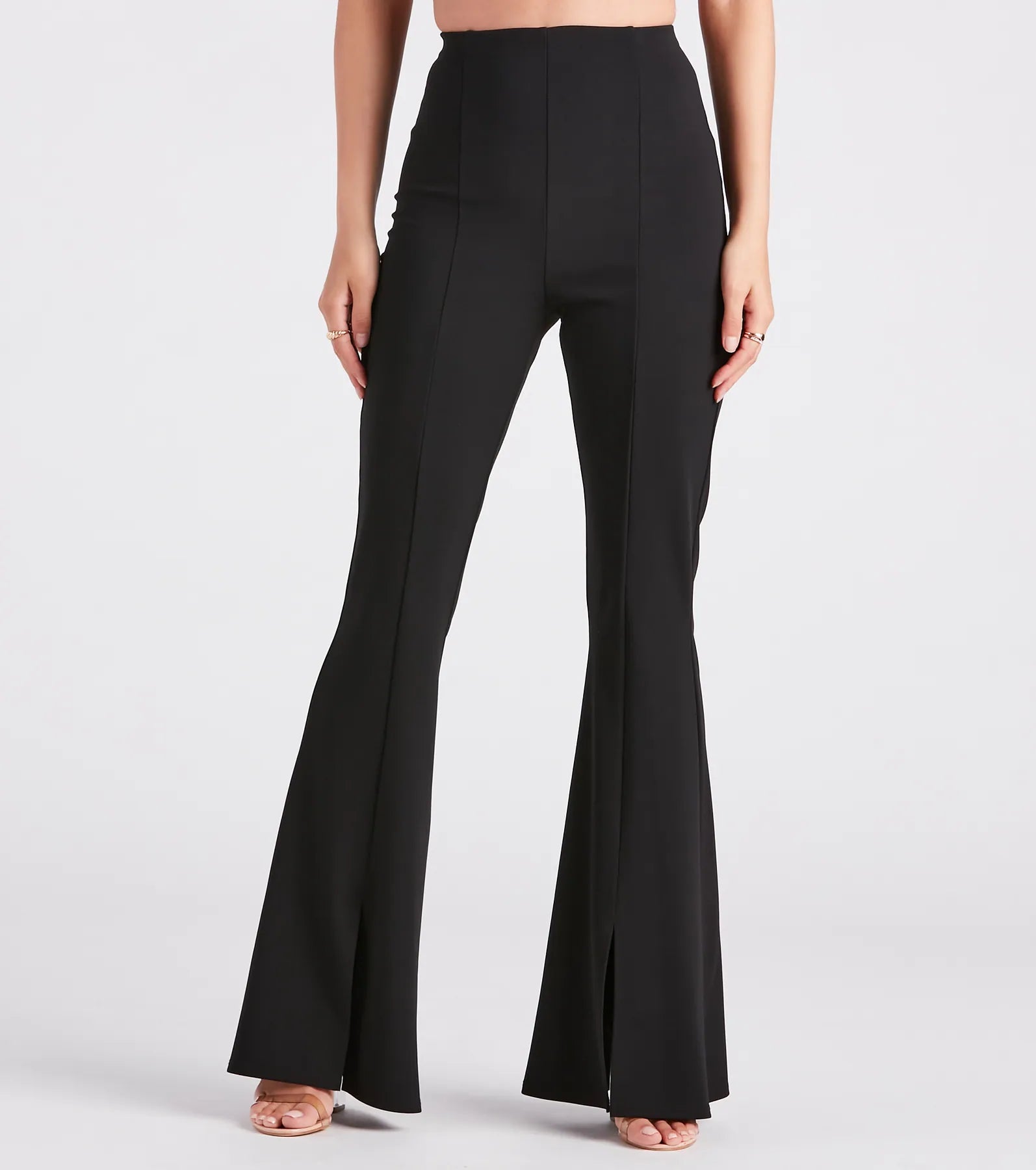 Split Decision Crepe Flare Pants
