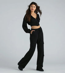 Operation Cute Wide-Leg Cargo Sweatpants