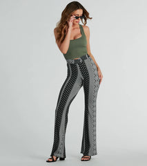Breezy Vibes Boho Print Knit Flare Pants