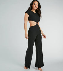 Tie Me Right Cutout Open Back Flare Jumpsuit