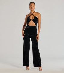 Here To Party Glitter Knit Cutout Jumpsuit
