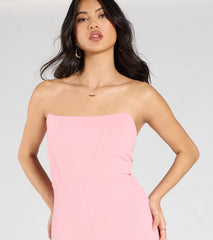 Sultry Babe Strapless Corset Wide-Leg Jumpsuit