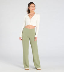 She's All Business Wide-Leg Crepe Trouser Pants