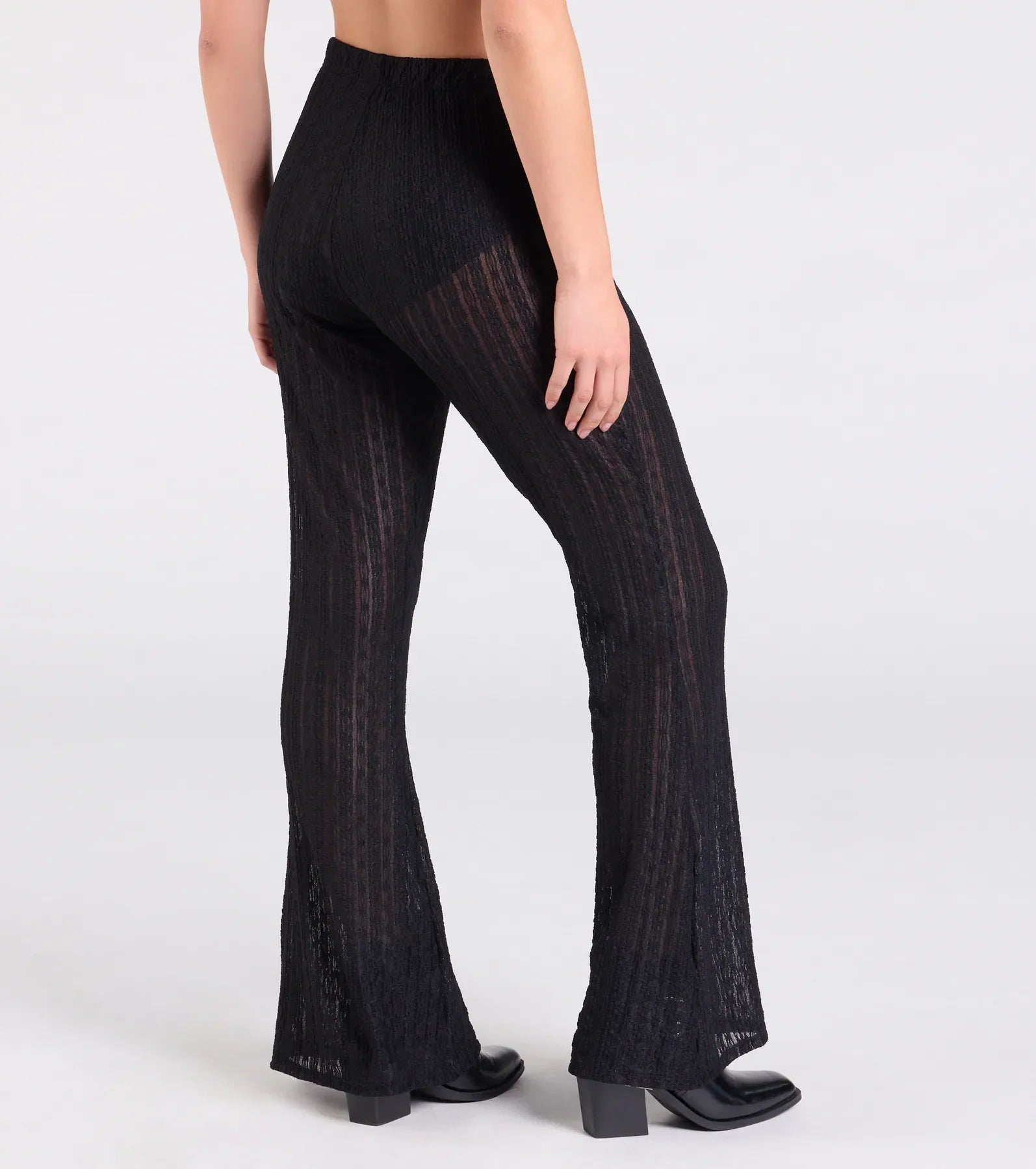 Bohemian Chic Sheer Lace Flare Pants
