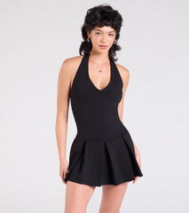 Flirty Flair Halter Pleated Romper