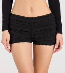 Flirty Vibes Ruffled Knit Hot Shorts