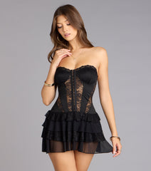 Lace Temptation Corset Ruffle Romper
