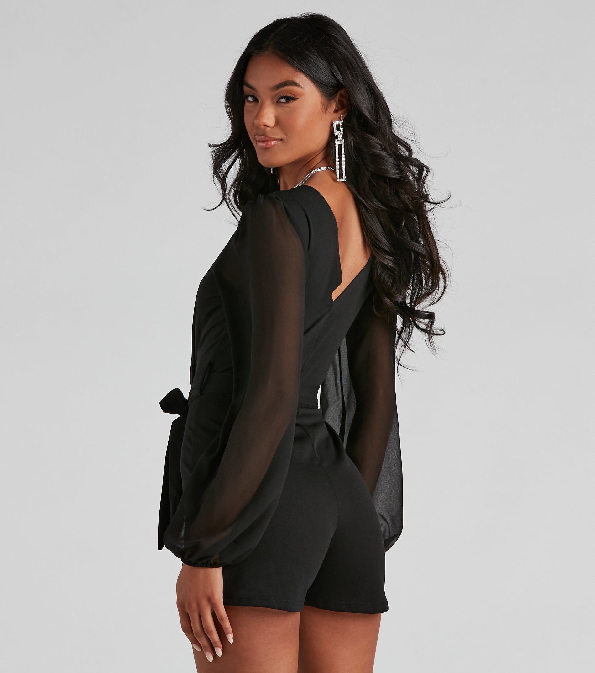 Perfectly Poised Plunging Chiffon Romper