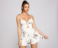 Flirty Floral Twist-Front Romper