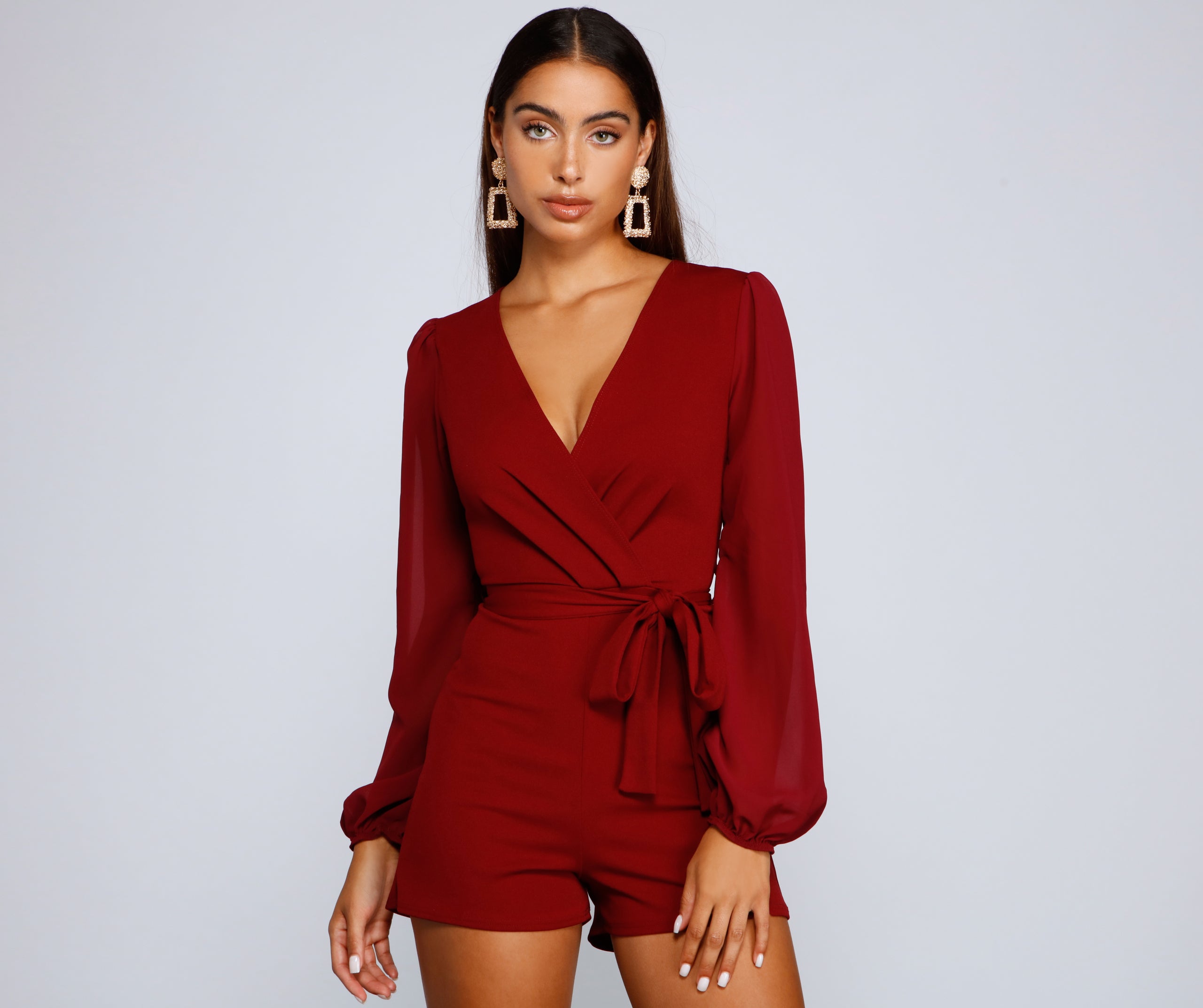 Perfectly Poised Plunging Chiffon Romper