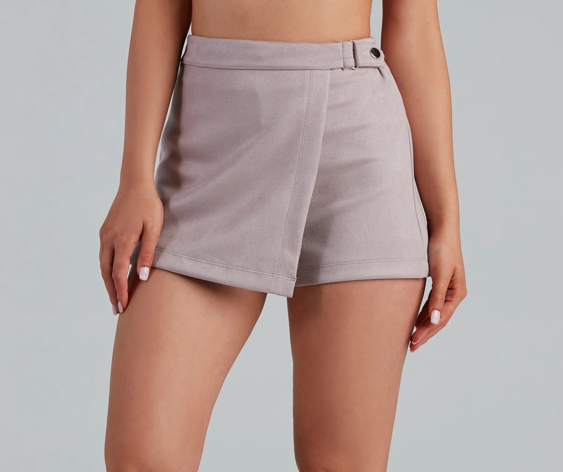 Running Late Side Snap Faux Suede Skort