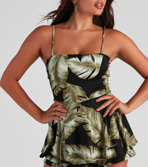 Leafy Greens Ruffle Skater Romper