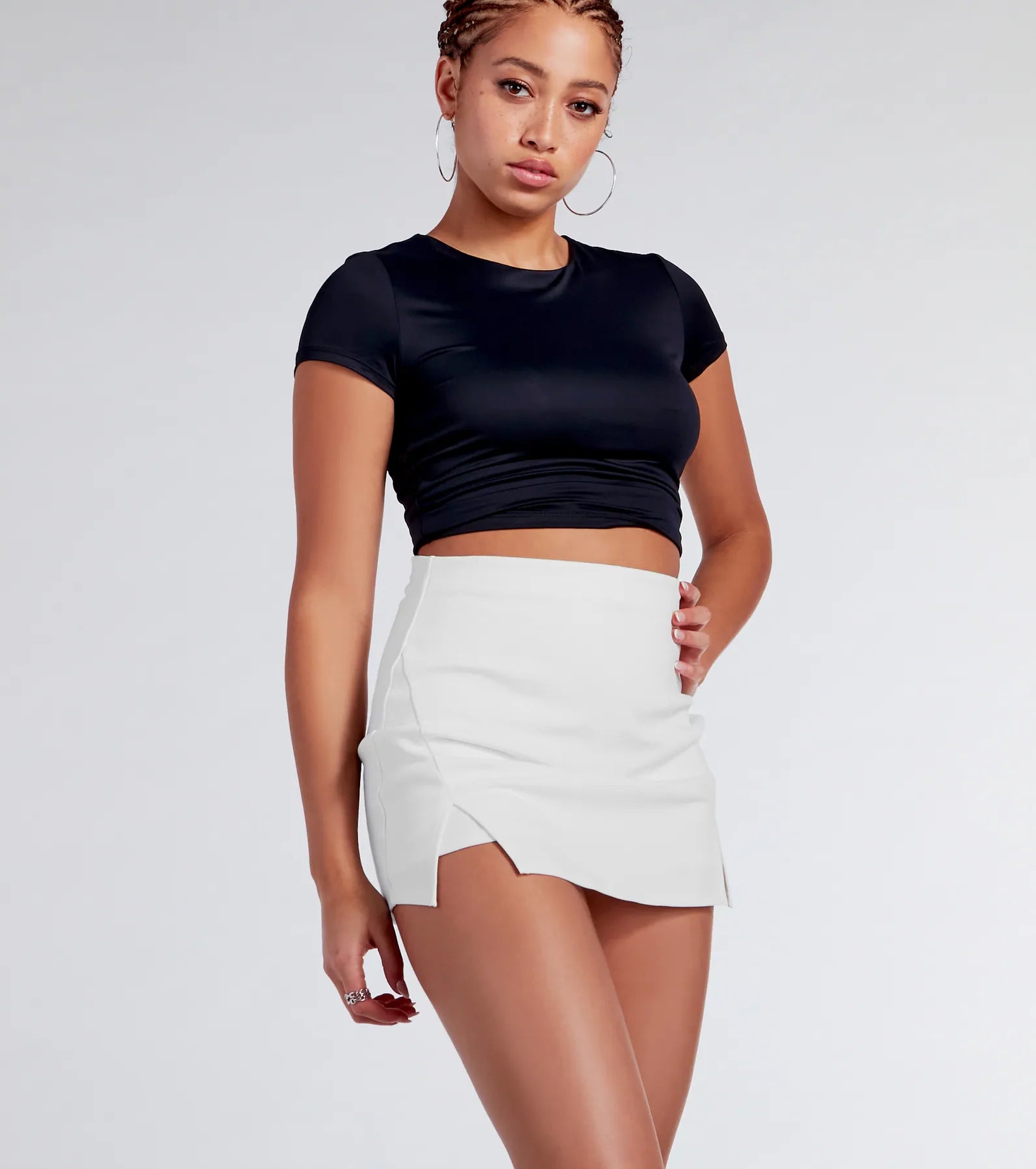 Cute Attitude Ponte Slit Mini Skort