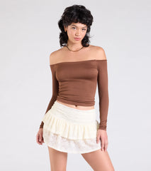 Boho Flair Ruffled Lace Drop Waist Skort