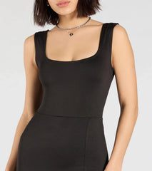 Laid Back Cutie Square Neck Slit Romper