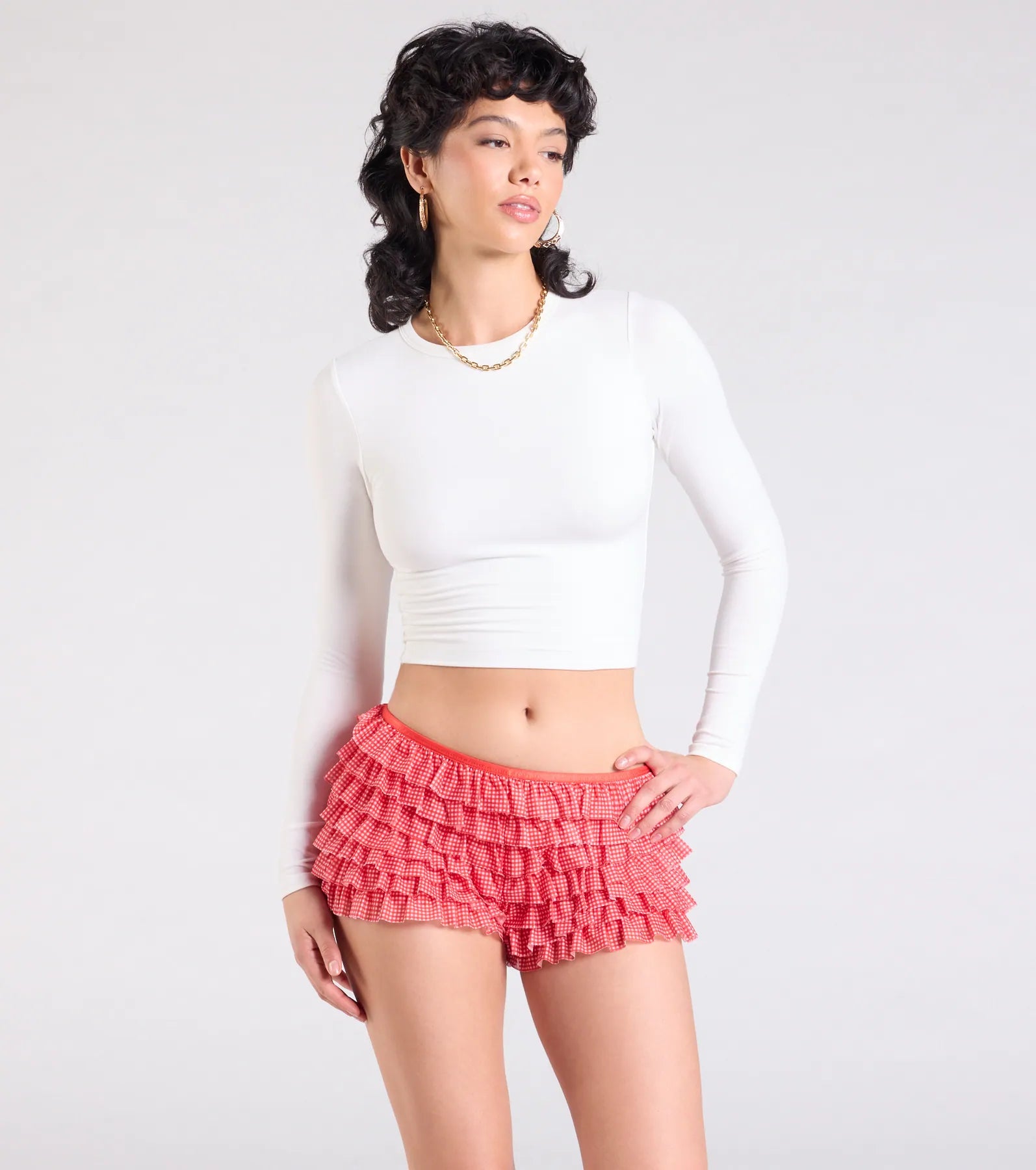 Chic Statement Gingham Ruffle Hot Shorts