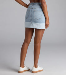 Feeling Fun Cuffed Denim Mini Skirt