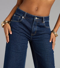 High Roll Mid-Rise Straight Leg Denim Jeans