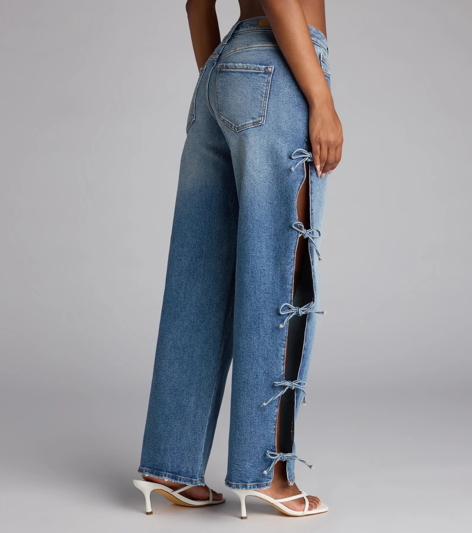 Tied Up in Denim Bow Mid-Rise Denim Jeans