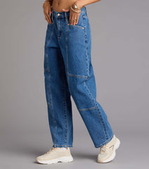Chill Factor Mid-Rise Barrel Denim Jeans
