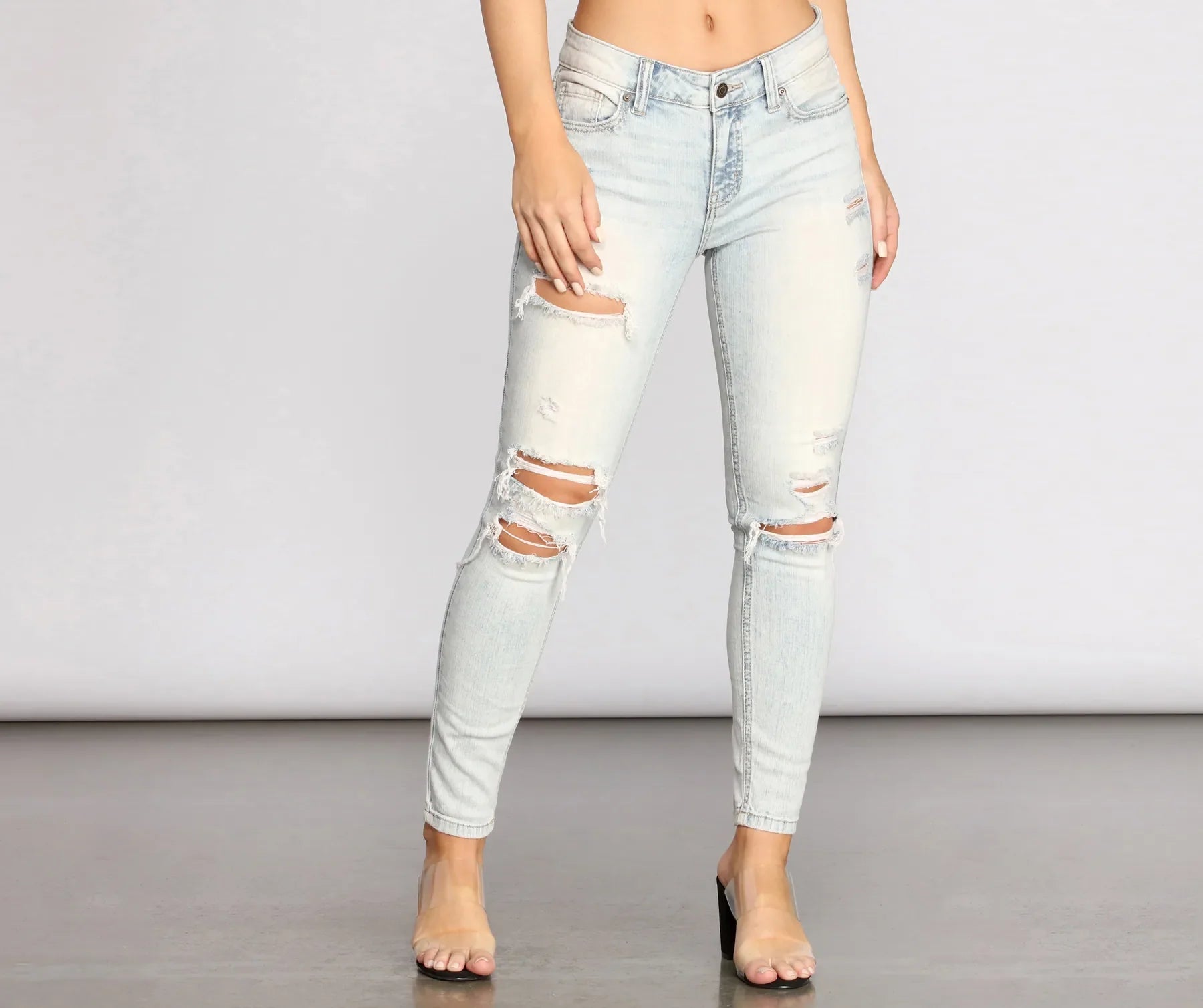 Josie Mid Rise Destructed Jeans