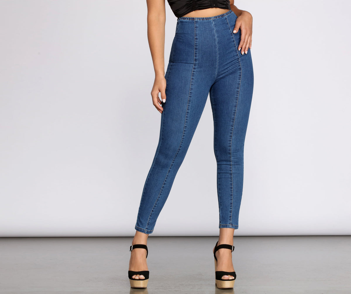 High Waist Denim Skinny Pants
