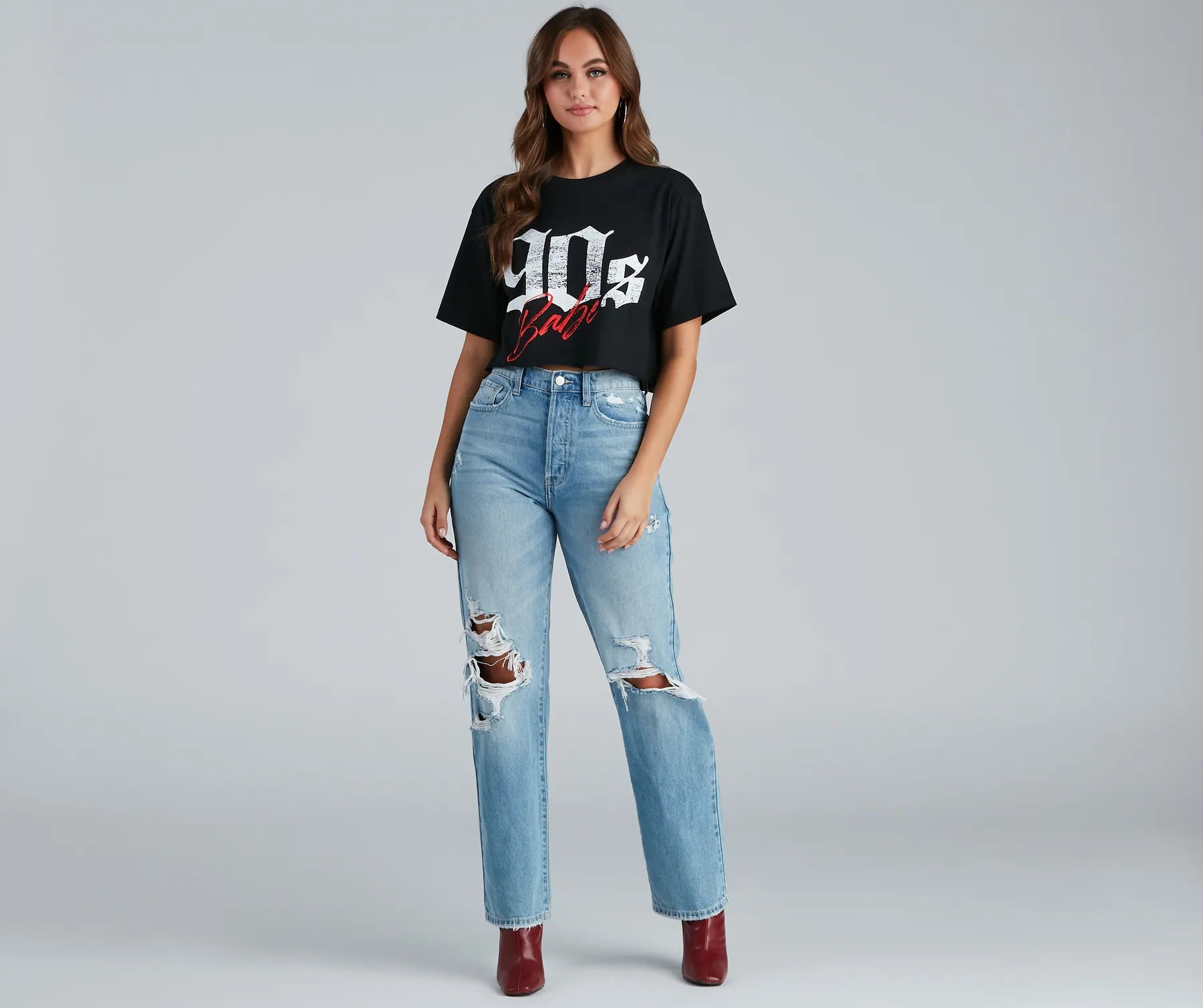 High-Rise Destructed Boyfriend Jeans