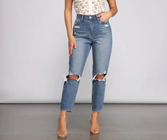 Ella High Rise Cropped Mom Jeans