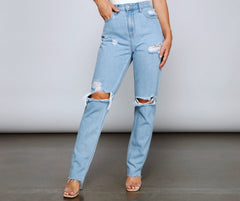 Casual Distressed Straight-Leg Jeans