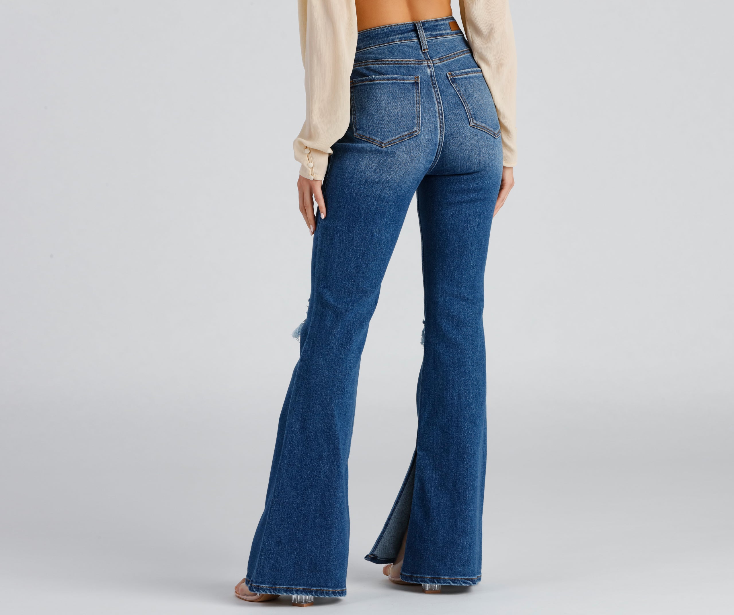 Total Flare High-Rise Distressed Jeans