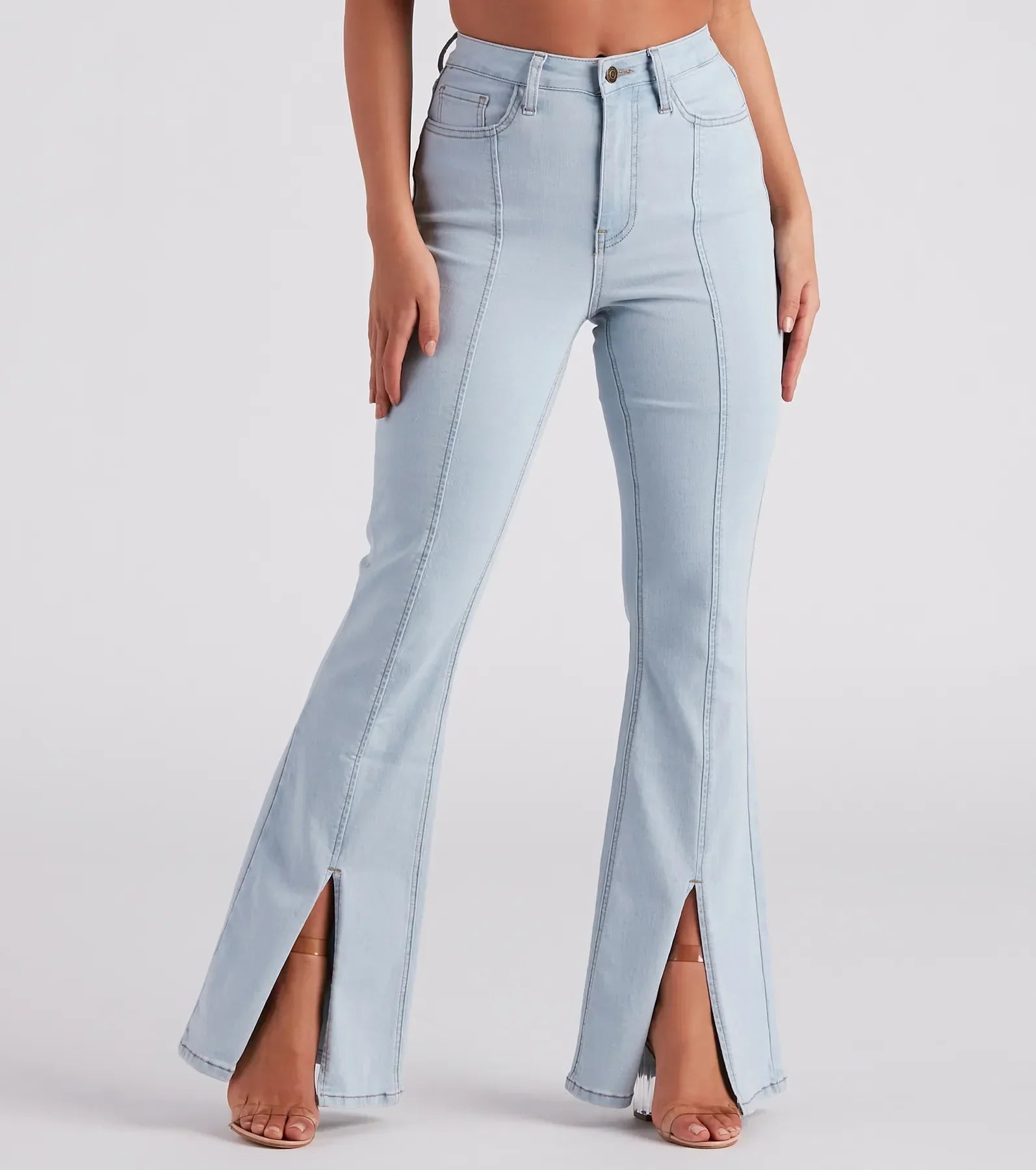 Bri High-Rise Split Hem Flare Jeans by Windsor Denim