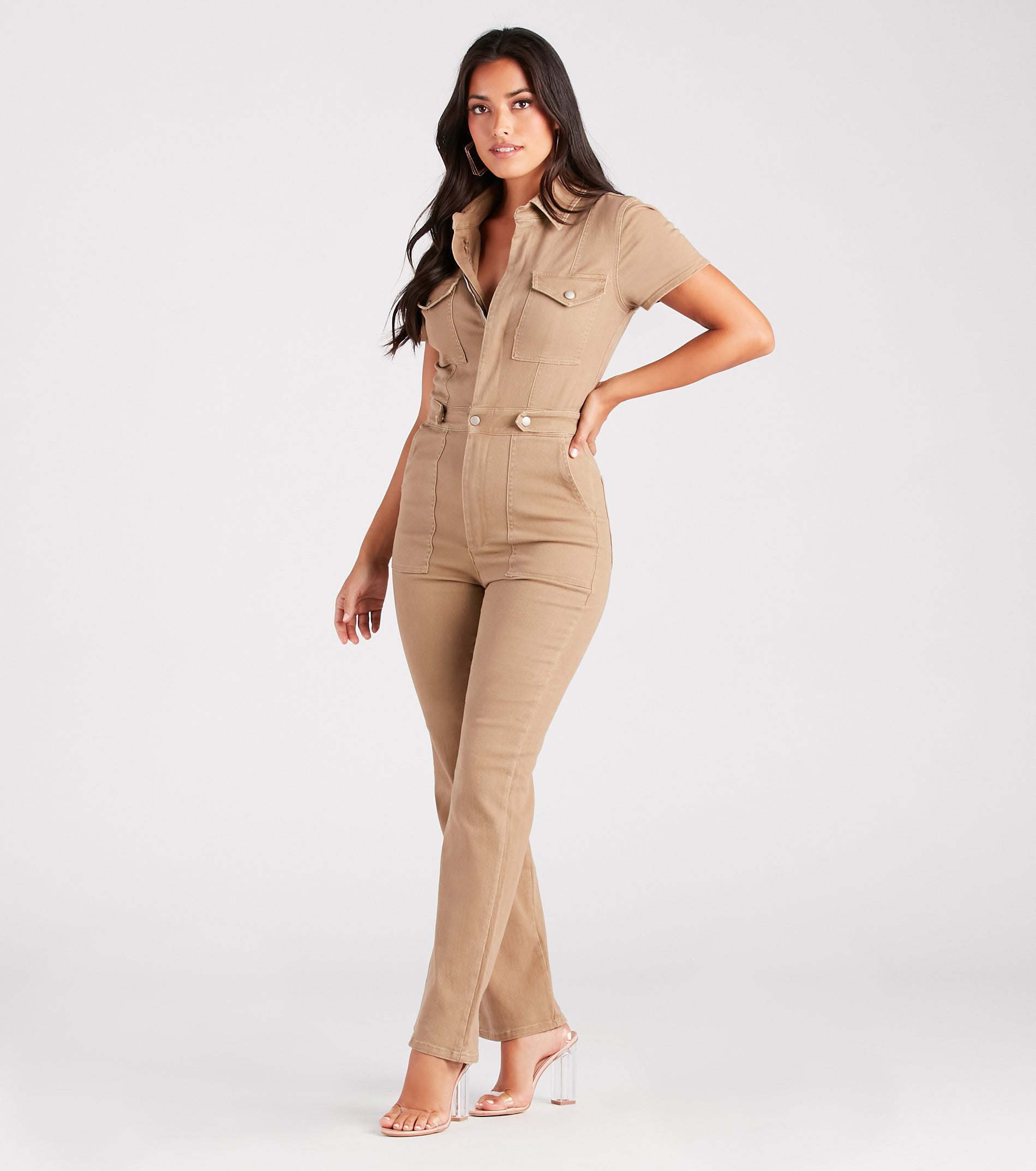 Casual-Cool Utility Denim Jumpsuit