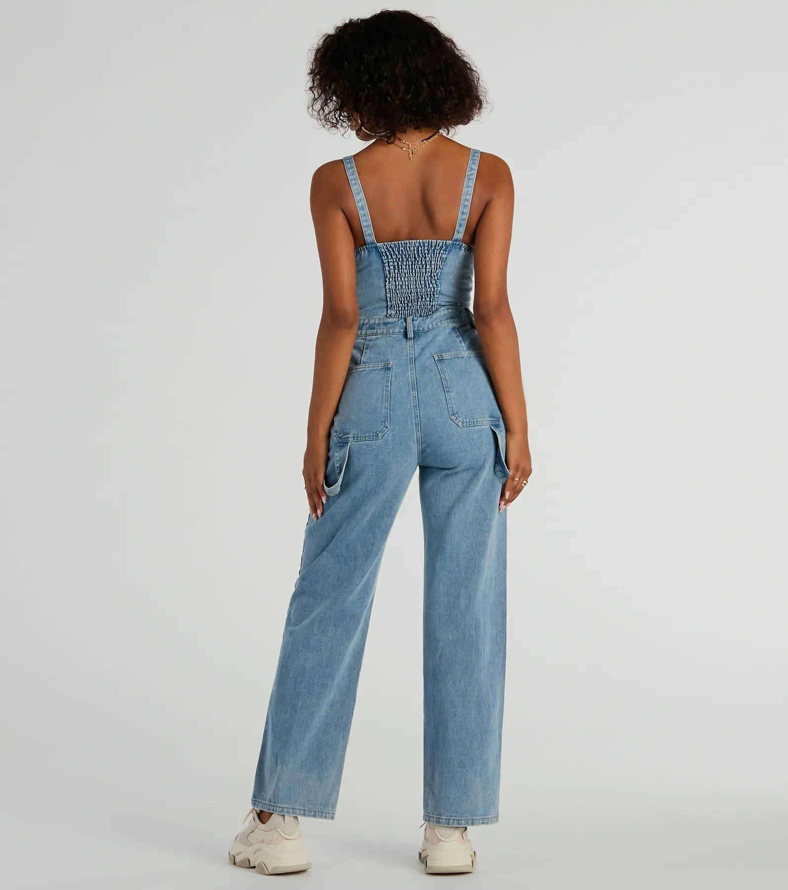 Trendy Perfection Button Up Wide Leg Denim Jumpsuit