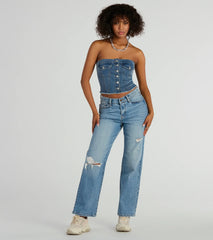 Serve Style Mid-Rise Straight-Leg Denim Jeans