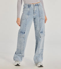 Streetwear Vibe High-Rise Cargo Denim Jeans